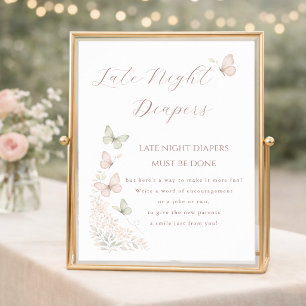 Butterfly Wishes Baby Kisses Late Night Diapers Poster