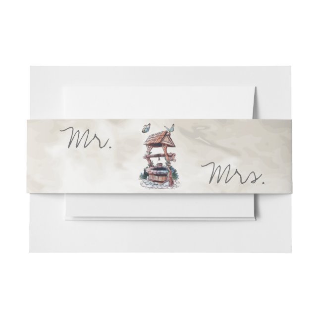 BUTTERFLY WISHING WELL INVITATION BELLY BAND (Front Example)