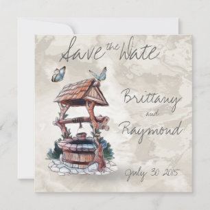 BUTTERFLY WISHING WELL SAVE THE DATE INVITATION