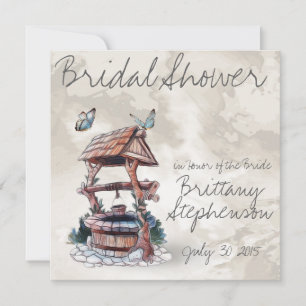 BUTTERFLY WISHING WELL WEDDING INVITATION