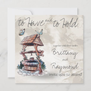 BUTTERFLY WISHING WELL WEDDING INVITATION