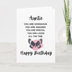 Butterfly With Birthday Message For Your Auntie Card