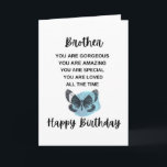Butterfly With Birthday Message For Your Brother Card<br><div class="desc">Is your brother always on your mind? Are you looking for the perfect idea for your brother For His Birthday? If so, this Love Message With this cute butterfly could be the perfect birthday gift for him! The design On Birthday, Father's Day, or any other occasion, it's a wonderful way...</div>