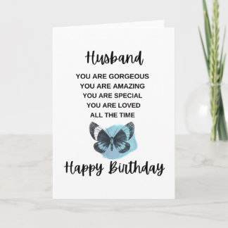 Butterfly With Birthday Message For Your Husband Card