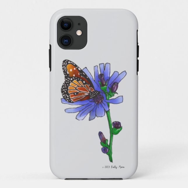 Butterfly with Blue Flower Case-Mate iPhone Case (Back)