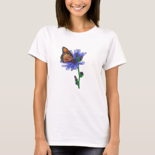 Butterfly with Blue Flower T-Shirt
