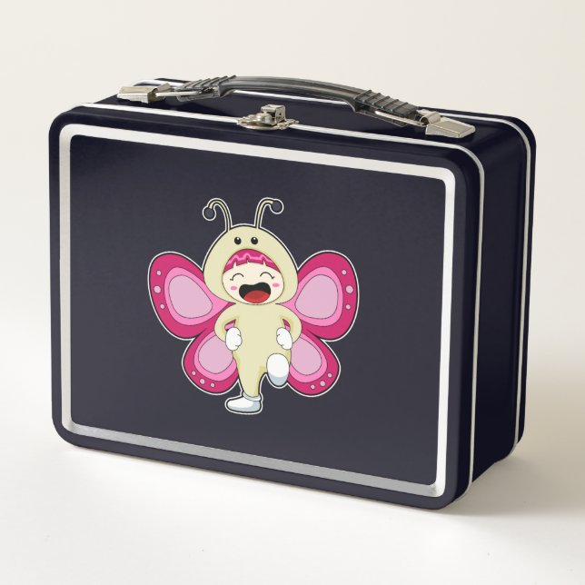 Butterfly with Costume Metal Lunch Box (Front)