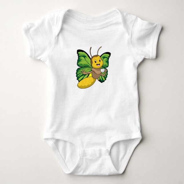 Butterfly with Cup of Coffee Baby Bodysuit (Front)