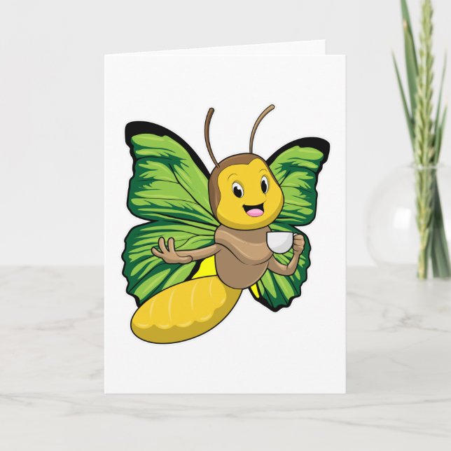 Butterfly with Cup of Coffee Card (Front)