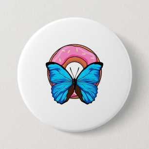 Butterfly with Donut 7.5 Cm Round Badge
