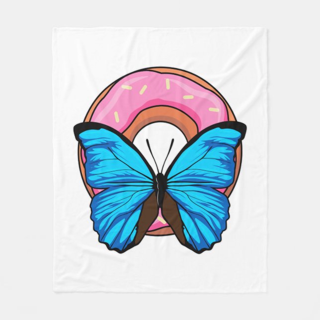 Butterfly with Donut Fleece Blanket (Front)