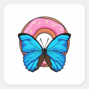 Butterfly with Donut Square Sticker