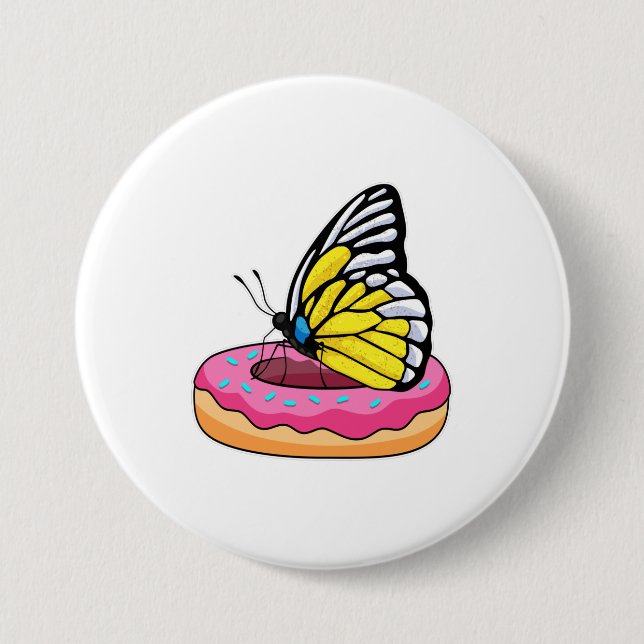 Butterfly with Doughnut 7.5 Cm Round Badge (Front)
