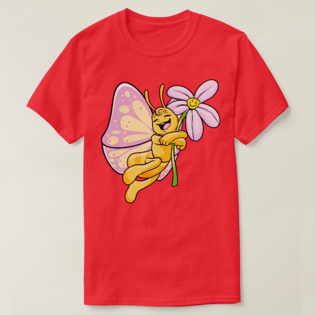 Butterfly with Flower 2 T-Shirt (Design Front)