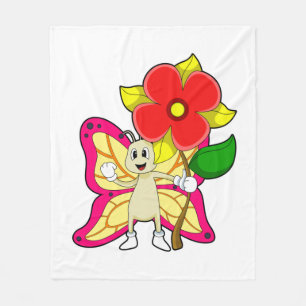 Butterfly with Flower Fleece Blanket
