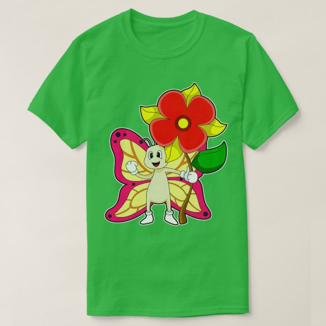 Butterfly with Flower T-Shirt (Design Front)
