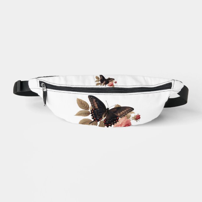  Butterfly With Flowers Fanny Pack Print Bag (Front)