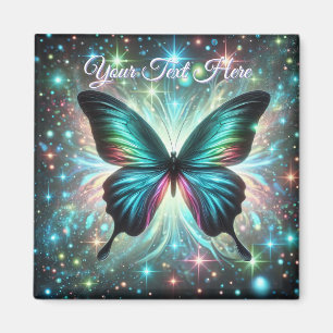 Butterfly with Galactic Glow and Sparkling Stars Magnet