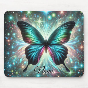 Butterfly with Galactic Glow and Sparkling Stars Mouse Mat