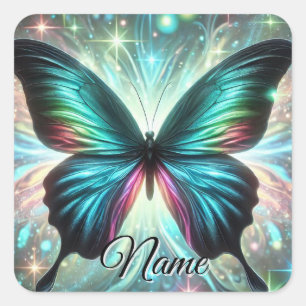 Butterfly with Galactic Glow and Sparkling Stars Square Sticker