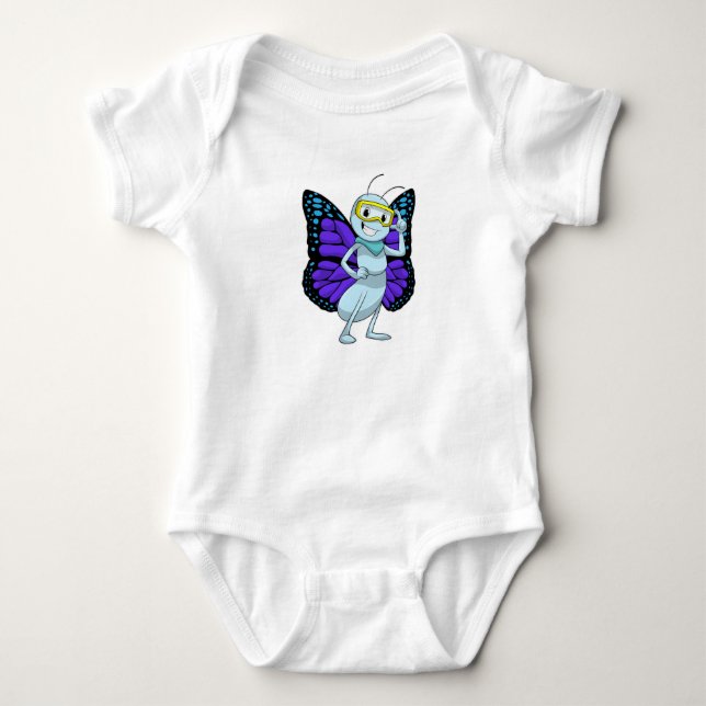 Butterfly with Goggles Baby Bodysuit (Front)