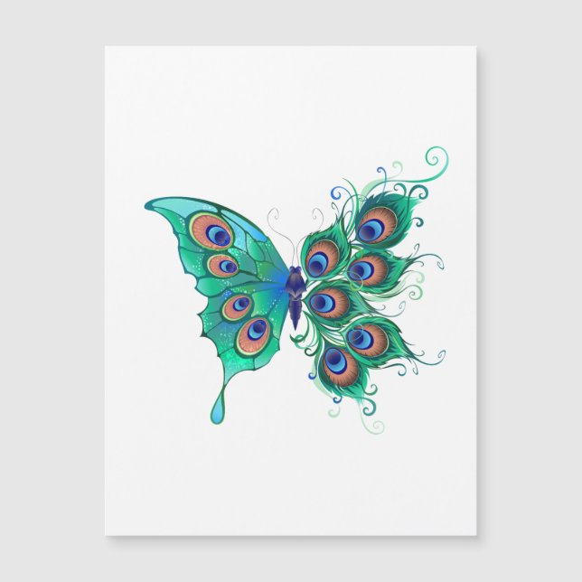 Butterfly with Green Peacock Feathers (Front)