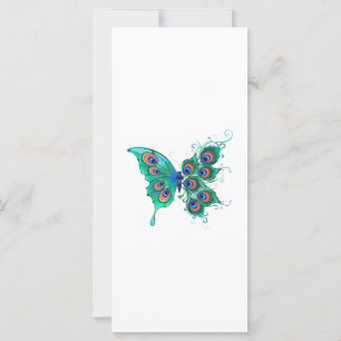 Butterfly with Green Peacock Feathers