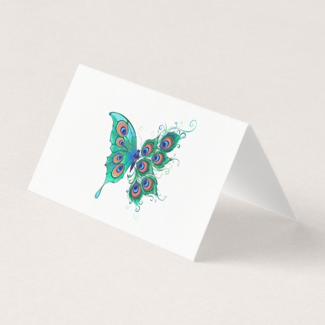 Butterfly with Green Peacock Feathers (Front)