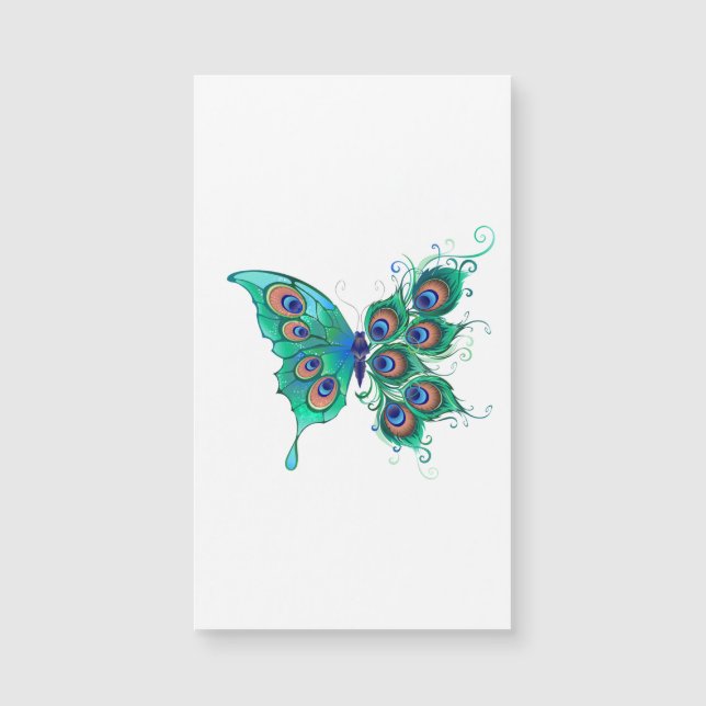 Butterfly with Green Peacock Feathers (Front)