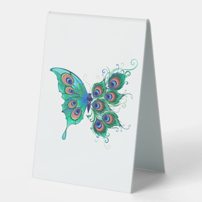 Butterfly with Green Peacock Feathers (Front)