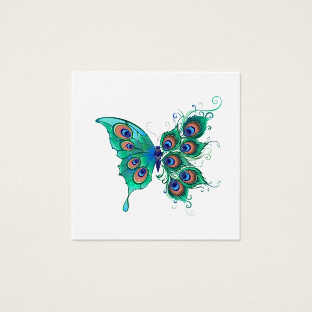 Butterfly with Green Peacock Feathers (Front)