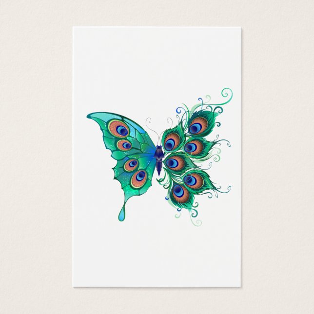 Butterfly with Green Peacock Feathers (Front)