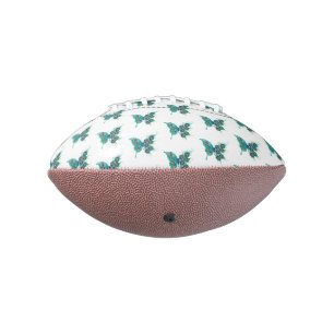 Butterfly with Green Peacock Feathers American Football