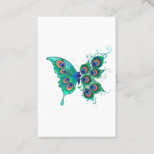 Butterfly with Green Peacock Feathers Appointment Card