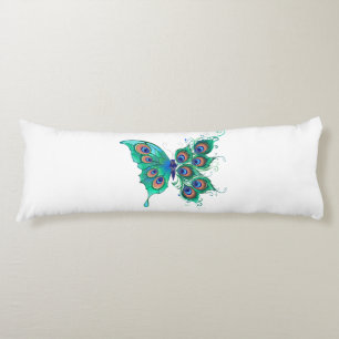 Butterfly with Green Peacock Feathers Body Cushion