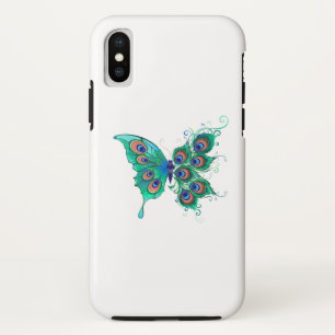 Butterfly with Green Peacock Feathers iPhone XS Case