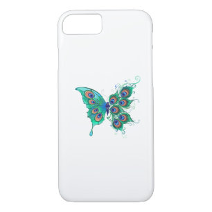 Butterfly with Green Peacock Feathers iPhone 8/7 Case