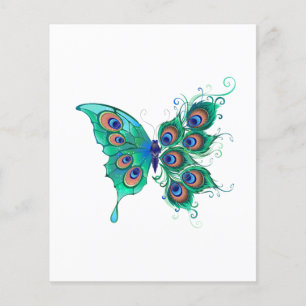 Butterfly with Green Peacock Feathers Flyer