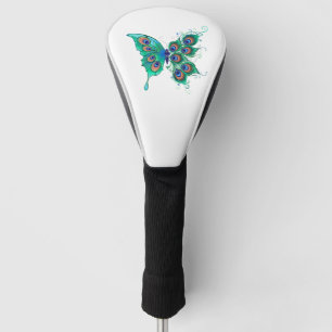 Butterfly with Green Peacock Feathers Golf Head Cover