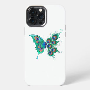Butterfly with Green Peacock Feathers iPhone 13 Pro Max Case