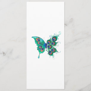 Butterfly with Green Peacock Feathers Menu