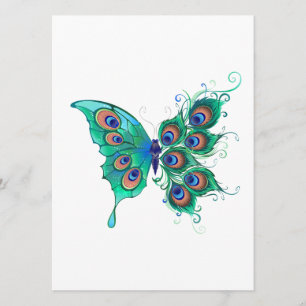 Butterfly with Green Peacock Feathers Menu