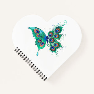 Butterfly with Green Peacock Feathers Notebook