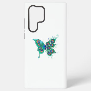 Butterfly with Green Peacock Feathers Samsung Galaxy Case
