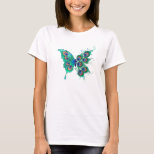 Butterfly with Green Peacock Feathers T-Shirt