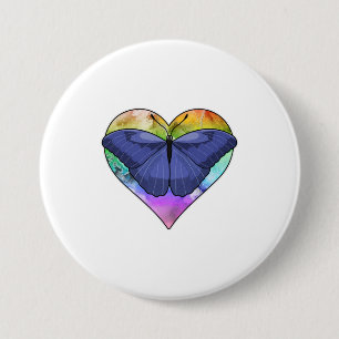 Butterfly with Heart 7.5 Cm Round Badge