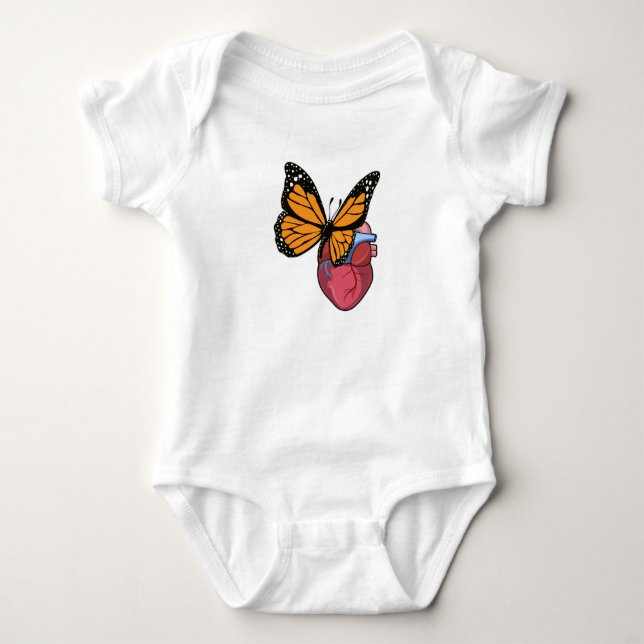 Butterfly with Heart Baby Bodysuit (Front)