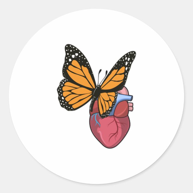 Butterfly with Heart Classic Round Sticker (Front)