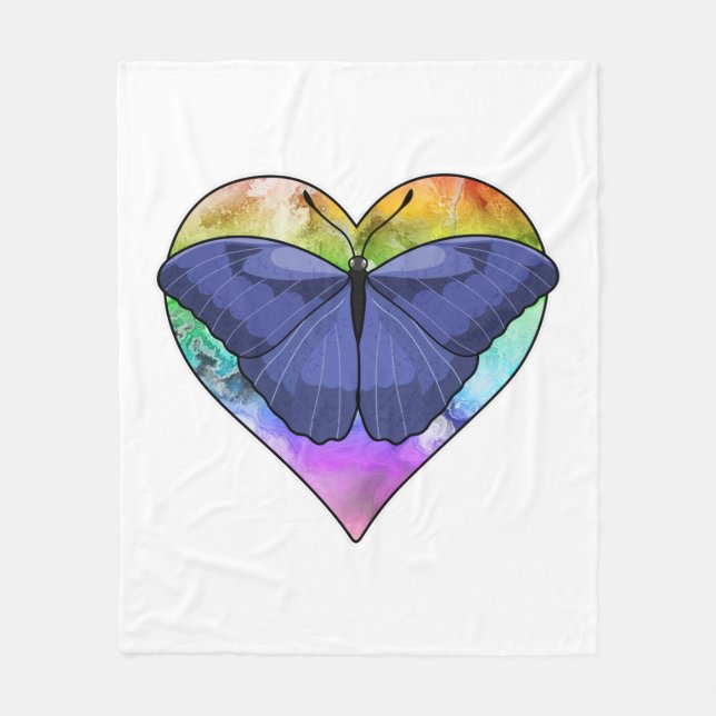 Butterfly with Heart Fleece Blanket (Front)