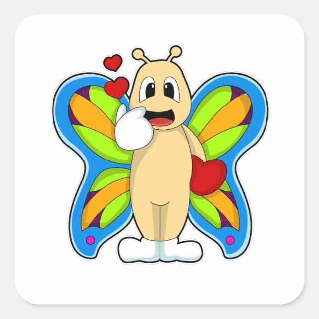 Butterfly with Heart Square Sticker (Front)